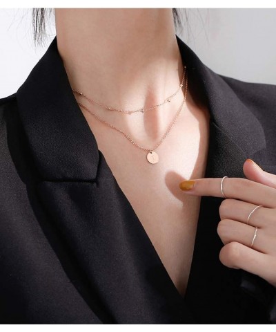 Rose Gold Initial Coin Necklace for Women Dainty Disc Letter Layered Choker Necklace Name Jewelry Gift for Her T $10.94 Neckl...