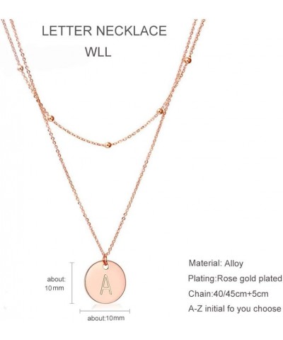 Rose Gold Initial Coin Necklace for Women Dainty Disc Letter Layered Choker Necklace Name Jewelry Gift for Her T $10.94 Neckl...