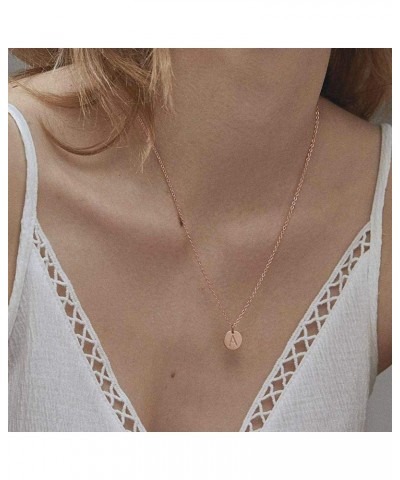 Rose Gold Initial Coin Necklace for Women Dainty Disc Letter Layered Choker Necklace Name Jewelry Gift for Her T $10.94 Neckl...