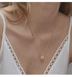 Rose Gold Initial Coin Necklace for Women Dainty Disc Letter Layered Choker Necklace Name Jewelry Gift for Her T $10.94 Neckl...