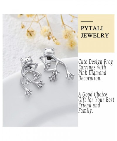 Frog Earrings Sterling Silver Stud Earrings Cute Earrings for Teen Girls Earrings Jewelry Gift for Women 4-April Diamond Eyes...