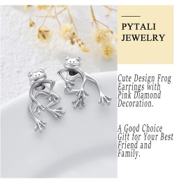 Frog Earrings Sterling Silver Stud Earrings Cute Earrings for Teen Girls Earrings Jewelry Gift for Women 4-April Diamond Eyes...