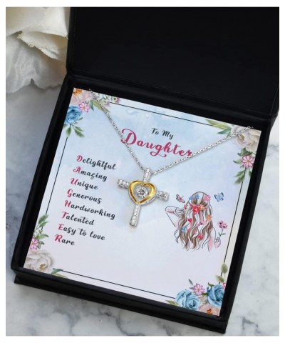 To My Daughter Necklace from Mom, Mother Gift and Dad, Cross for Women, Birthday Gifts, Jewelry Bonus on Christmas, Graduatio...