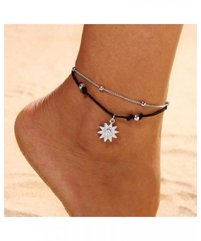 Beach Boho Anklet Set Layered Rope Handmade Adjustable Foot Chain for Women Elephant Sun $7.64 Anklets