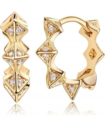 18K Gold Plated Huggie Earrings with Shining Cubic Zriconia Geometry Beads Star Hoop Earrings for Women Spike $11.36 Earrings