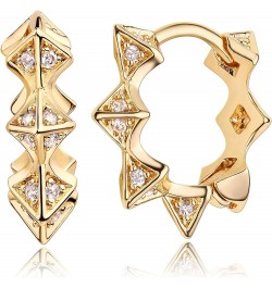 18K Gold Plated Huggie Earrings with Shining Cubic Zriconia Geometry Beads Star Hoop Earrings for Women Spike $11.36 Earrings