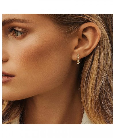 18K Gold Plated Huggie Earrings with Shining Cubic Zriconia Geometry Beads Star Hoop Earrings for Women Spike $11.36 Earrings