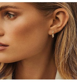 18K Gold Plated Huggie Earrings with Shining Cubic Zriconia Geometry Beads Star Hoop Earrings for Women Spike $11.36 Earrings