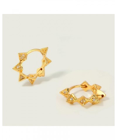 18K Gold Plated Huggie Earrings with Shining Cubic Zriconia Geometry Beads Star Hoop Earrings for Women Spike $11.36 Earrings