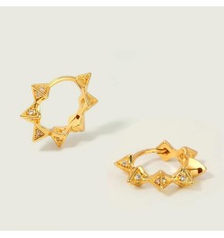 18K Gold Plated Huggie Earrings with Shining Cubic Zriconia Geometry Beads Star Hoop Earrings for Women Spike $11.36 Earrings