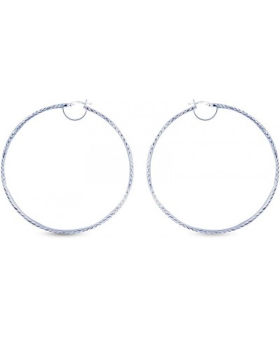 Charmsy LARGE 925 Sterling Silver Lightweight Round Click-Top Big Hoop Earrings for Women 50mm - 80mm Diameter Diamond-Cut-70...