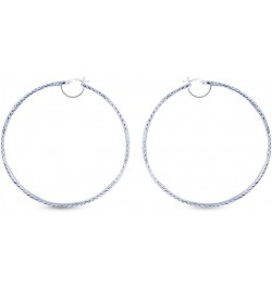 Charmsy LARGE 925 Sterling Silver Lightweight Round Click-Top Big Hoop Earrings for Women 50mm - 80mm Diameter Diamond-Cut-70...