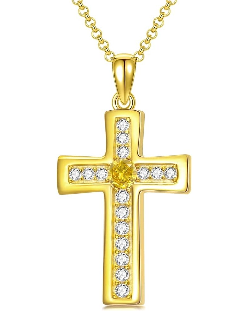 925 Sterling Silver Cross Necklace for Women Birthstone Necklace Gold Plating 5A Cubic Zirconia Birthstone Necklaces for Teen...