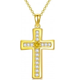 925 Sterling Silver Cross Necklace for Women Birthstone Necklace Gold Plating 5A Cubic Zirconia Birthstone Necklaces for Teen...