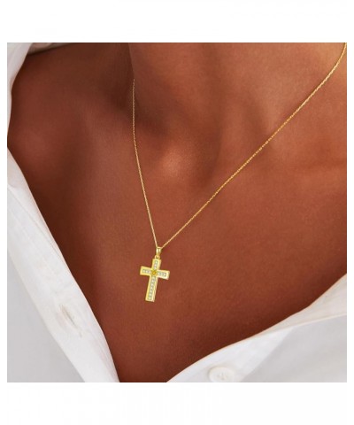 925 Sterling Silver Cross Necklace for Women Birthstone Necklace Gold Plating 5A Cubic Zirconia Birthstone Necklaces for Teen...