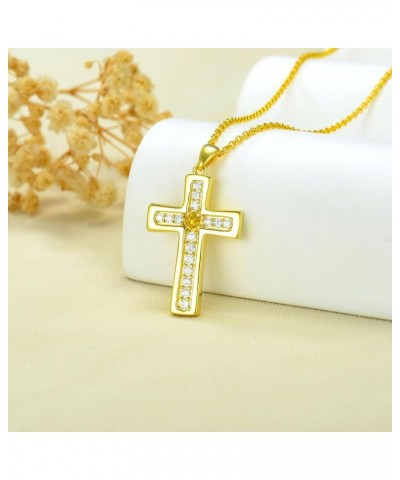 925 Sterling Silver Cross Necklace for Women Birthstone Necklace Gold Plating 5A Cubic Zirconia Birthstone Necklaces for Teen...