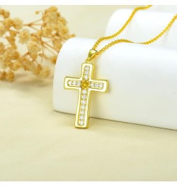 925 Sterling Silver Cross Necklace for Women Birthstone Necklace Gold Plating 5A Cubic Zirconia Birthstone Necklaces for Teen...