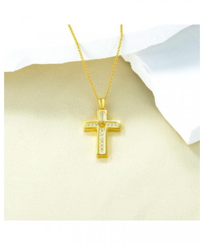 925 Sterling Silver Cross Necklace for Women Birthstone Necklace Gold Plating 5A Cubic Zirconia Birthstone Necklaces for Teen...