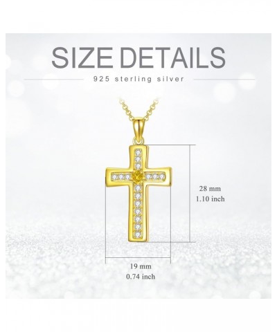 925 Sterling Silver Cross Necklace for Women Birthstone Necklace Gold Plating 5A Cubic Zirconia Birthstone Necklaces for Teen...