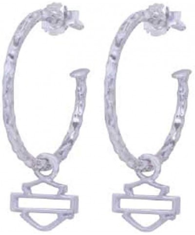 Harley-Davidson Women's Hammered Design With Bar & Shield Hoop Earrings HDE0442 $33.58 Earrings