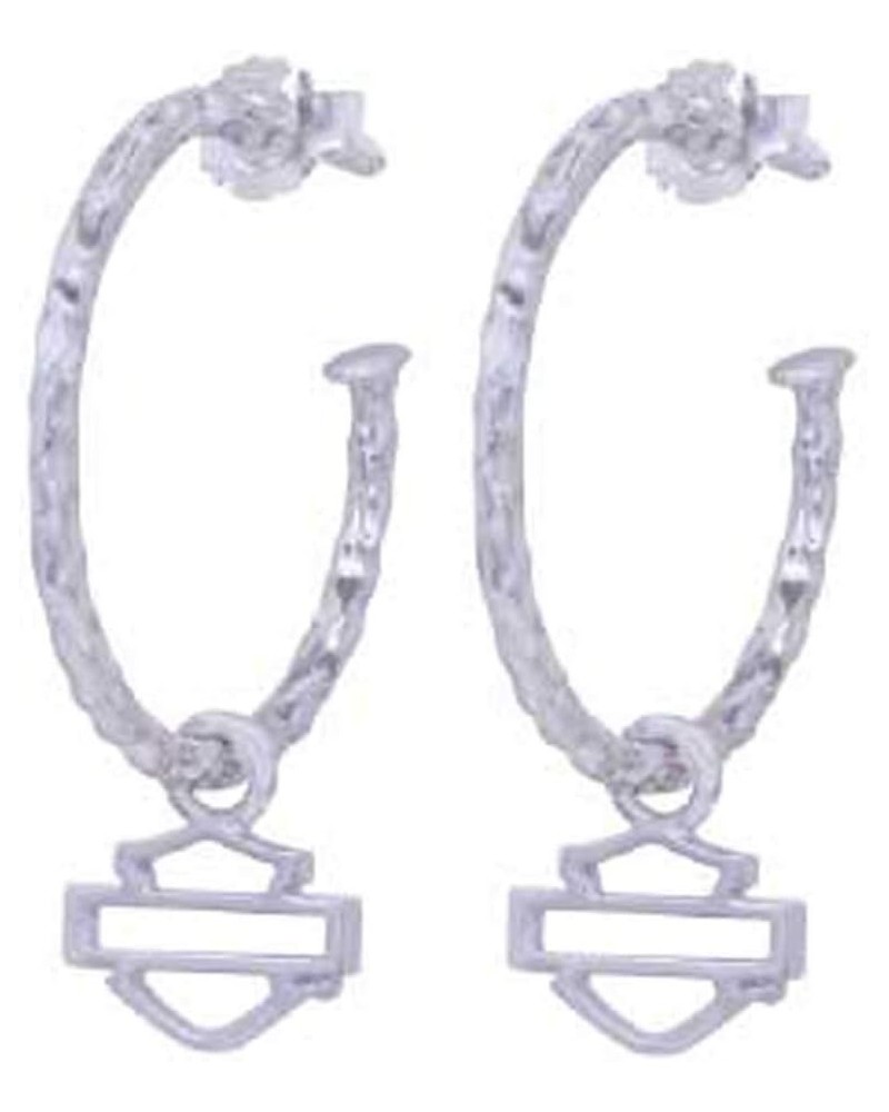 Harley-Davidson Women's Hammered Design With Bar & Shield Hoop Earrings HDE0442 $33.58 Earrings