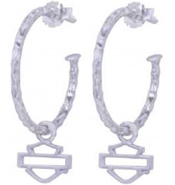 Harley-Davidson Women's Hammered Design With Bar & Shield Hoop Earrings HDE0442 $33.58 Earrings