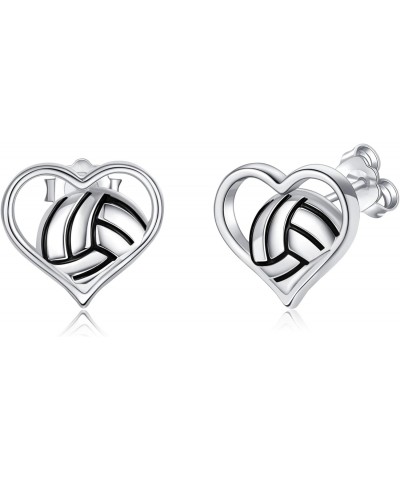 Volleyball Earrings Sterling Silver Volleyball Heart Stud Earrings Sports Jewelry Gifts for Women Girls Sports Lovers $13.51 ...