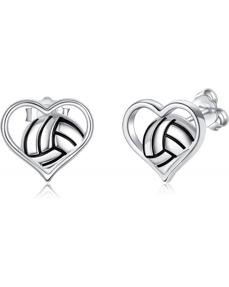 Volleyball Earrings Sterling Silver Volleyball Heart Stud Earrings Sports Jewelry Gifts for Women Girls Sports Lovers $13.51 ...