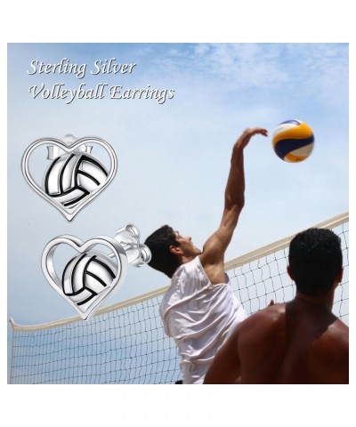 Volleyball Earrings Sterling Silver Volleyball Heart Stud Earrings Sports Jewelry Gifts for Women Girls Sports Lovers $13.51 ...