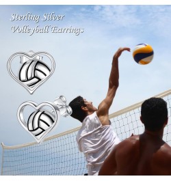 Volleyball Earrings Sterling Silver Volleyball Heart Stud Earrings Sports Jewelry Gifts for Women Girls Sports Lovers $13.51 ...