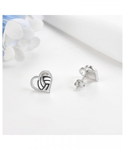 Volleyball Earrings Sterling Silver Volleyball Heart Stud Earrings Sports Jewelry Gifts for Women Girls Sports Lovers $13.51 ...