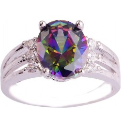 925 Silver Plated Butterfly Ring Oval Cut Amethyst Promise Wedding Engagement Ring for Mom US6 H_Rainbow $4.47 Rings