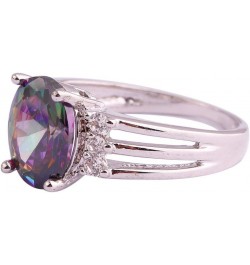 925 Silver Plated Butterfly Ring Oval Cut Amethyst Promise Wedding Engagement Ring for Mom US6 H_Rainbow $4.47 Rings