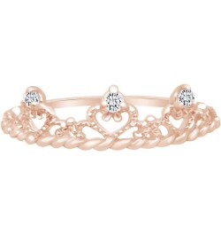 14k Gold Over Sterling Silver Round Shape White Cubic Zirconia Crown Ring rose-gold-plated-silver $16.77 Rings