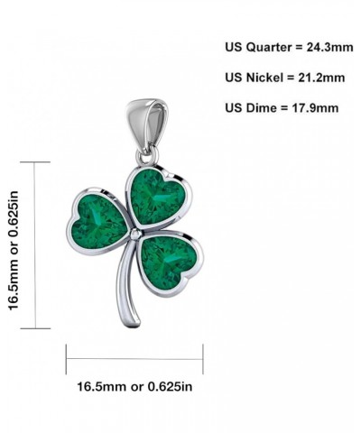 Ladies 925 Sterling Silver Simulated Emerald Irish Celtic Shamrock Pendant Necklace, 18in to 24in 20in 2.4mm Rope Chain $50.1...