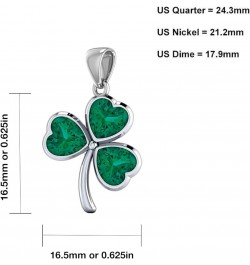 Ladies 925 Sterling Silver Simulated Emerald Irish Celtic Shamrock Pendant Necklace, 18in to 24in 20in 2.4mm Rope Chain $50.1...