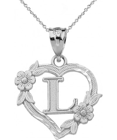 10k Initial Heart Pendant Necklace for Women in White Gold 22.0 Inches L $40.79 Necklaces