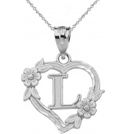 10k Initial Heart Pendant Necklace for Women in White Gold 22.0 Inches L $40.79 Necklaces