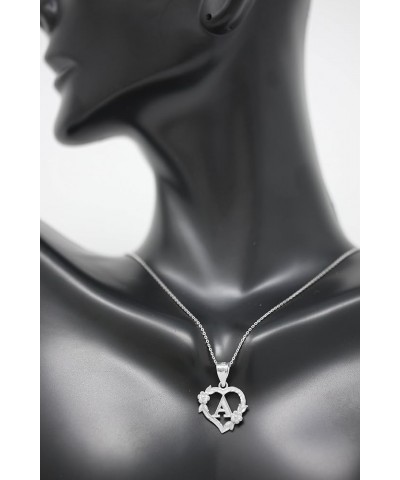 10k Initial Heart Pendant Necklace for Women in White Gold 22.0 Inches L $40.79 Necklaces