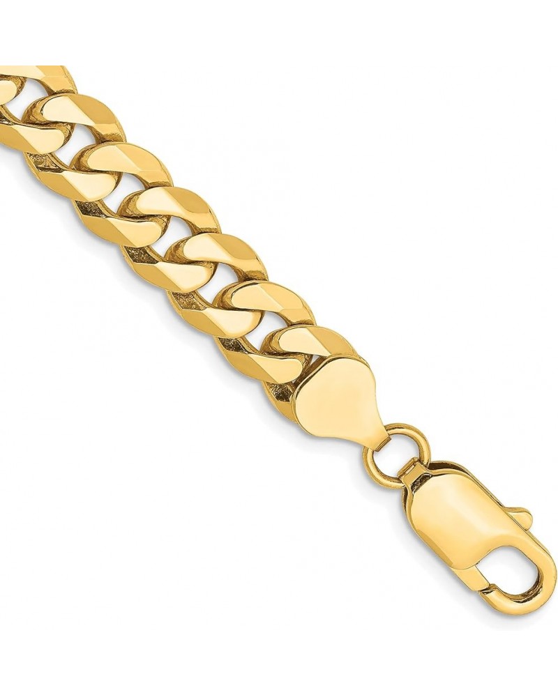 Solid 14K Yellow Gold 8mm Flat Beveled Curb with Lobster Lock Chain -8.5" 9.0 8.5 Inches $779.40 Bracelets