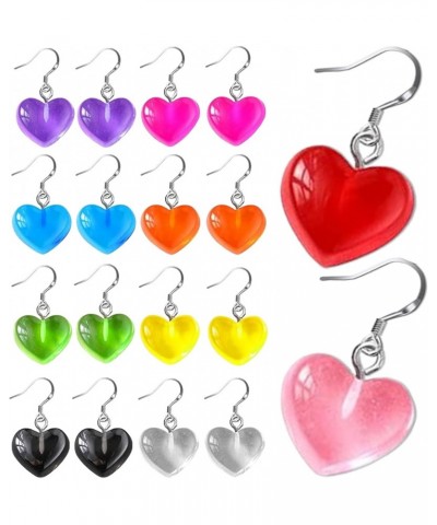 10 Pairs Valentines Day Gummy Heart Earrings Sweet Candy Heart Jewelry for Women Girls Valentine's Gift $5.82 Earrings