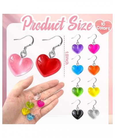 10 Pairs Valentines Day Gummy Heart Earrings Sweet Candy Heart Jewelry for Women Girls Valentine's Gift $5.82 Earrings