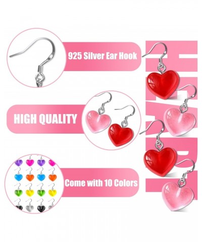 10 Pairs Valentines Day Gummy Heart Earrings Sweet Candy Heart Jewelry for Women Girls Valentine's Gift $5.82 Earrings