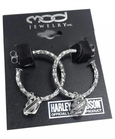 Harley-Davidson Women's Hammered Design With Bar & Shield Hoop Earrings HDE0442 $33.58 Earrings