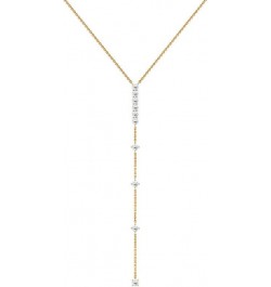 3/4 CT Zircon Gold Y Necklace, White Zircon Y Necklace, Zircon and Gold Y Necklace, Zircon Gold Necklace, Y Necklace for Wome...