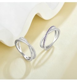 X Ring 925 Sterling Silver Stackable Rings 1mm Birthstone Criss Cross Ring for Women 02-amethyst-Feb $32.99 Rings