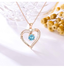 Heart Necklace for Women, 18K Gold Over 925 Sterling Silver Necklace for Women with a Gemstone Birthstone, Birthday Anniversa...