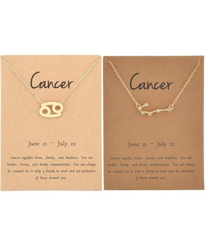 2Pcs Zodiac Necklace for Women Constellation Necklace Horoscope Sign Necklaces Gift for Her Birthday Necklaces Cancer $5.69 N...