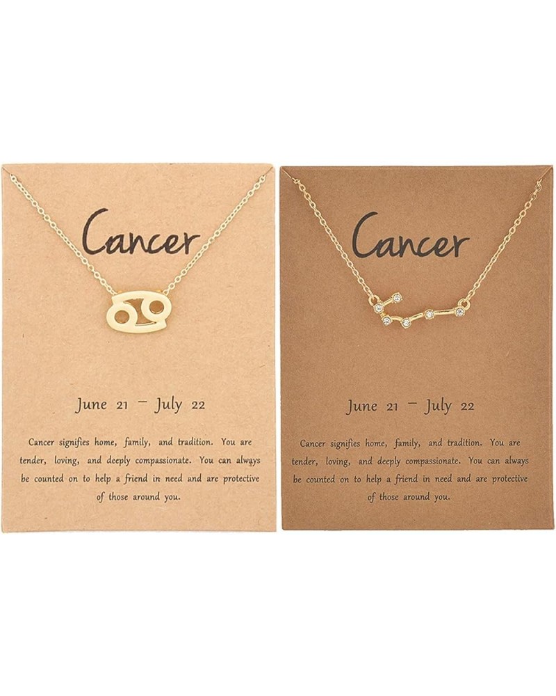 2Pcs Zodiac Necklace for Women Constellation Necklace Horoscope Sign Necklaces Gift for Her Birthday Necklaces Cancer $5.69 N...