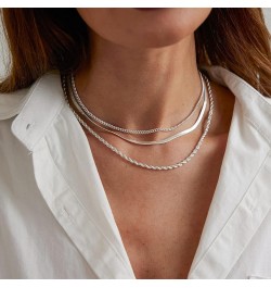 Layered Necklace for Women Dainty 14K Gold/Silver Plated Necklaces Trendy Herringbone/Rope Chain Necklace Set Simple Stacked ...